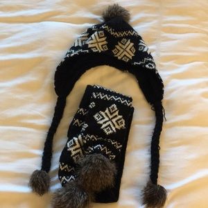 Betsey Johnson fair isle winter hat and scarf
